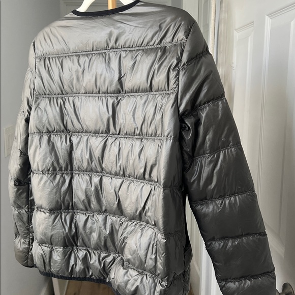 Hoss Intropia Metallic Gray & Black Lightweight Down Puffer Jacket EU 40 / US 10 - Picture 6 of 10